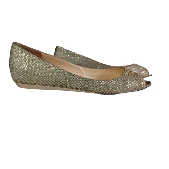 jimmy CHOO Gold Glitter Ballerina flats shoes - Picture 3 of 8